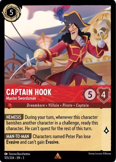 105/204 Captain Hook - Master Swordsman - Rare