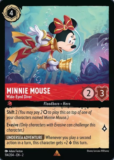 114/204 Minnie Mouse - Wide-Eyed Diver - Rare COLD FOIL