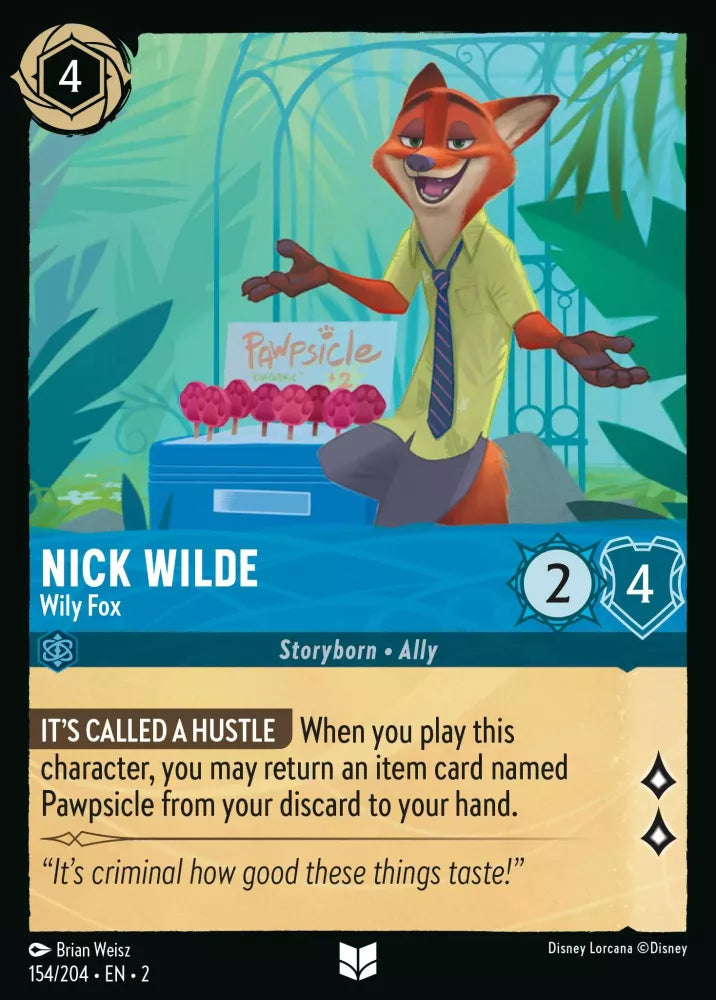 154/204 - Nick Wilde - Wily Fox - UNCOMMON COLD FOIL