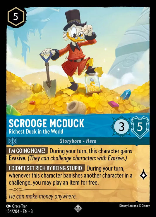 154/204 - Scrooge McDuck - Richest Duck in the World - Super Rare COLD FOIL