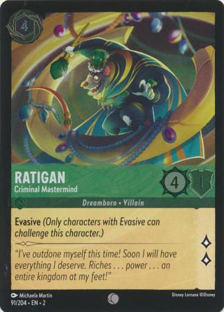 91/204 - Ratigan - Criminal Mastermind - Common COLD FOIL