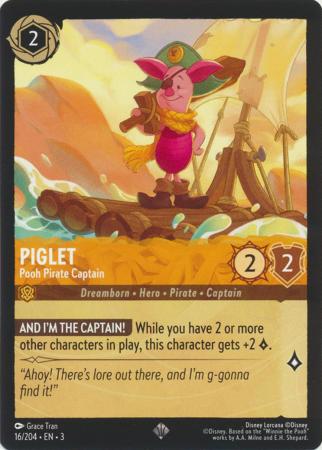 16/204 - Piglet - Pooh Pirate Captain - Super Rare COLD FOIL