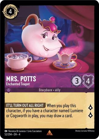 52/204 - Mrs. Potts - Enchanted Teapot - Rare