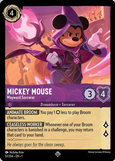 51/204 Mickey Mouse - Wayward Sorcerer - Super Rare