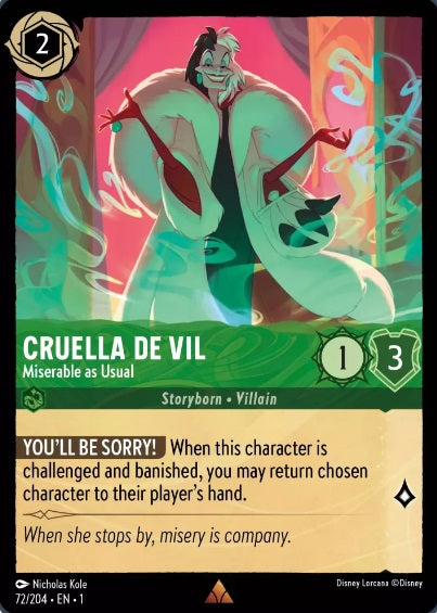 72/204 Cruella de Vil - Miserable as Usual - Rare