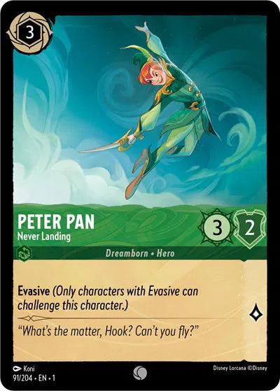 91/204 - Peter Pan - Never Landing COMMON COLD FOIL