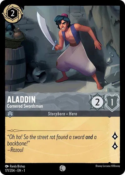 171/204 - Aladdin - Cornered Swordsman - Common COLD FOIL